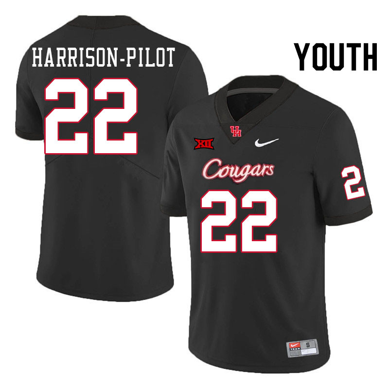 Youth #22 Mikal Harrison-Pilot Houston Cougars Big 12 XII College Football Jerseys Stitched-Black